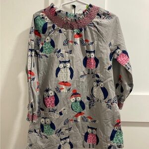 Smocked Mini Boden Owl Mushroom Dress